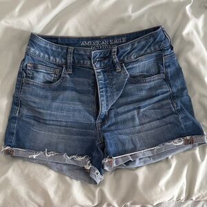 American Eagle Outfitters Women's Distressed Blue Jean Shorts
